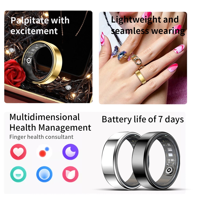 Smart Ring Step Calorie Fitness Monitor - Inteligentny Pierścień Monitorujący Zdrowie, Tętno, Natlenienie