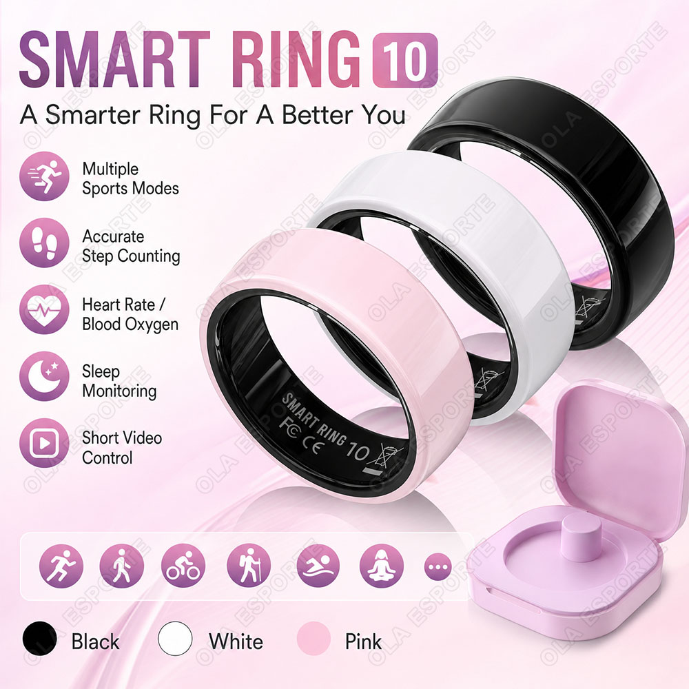 Smart Ring Step Calorie Fitness Monitor - Nowy ceramiczny inteligentny pierścień 2026, monitorowanie