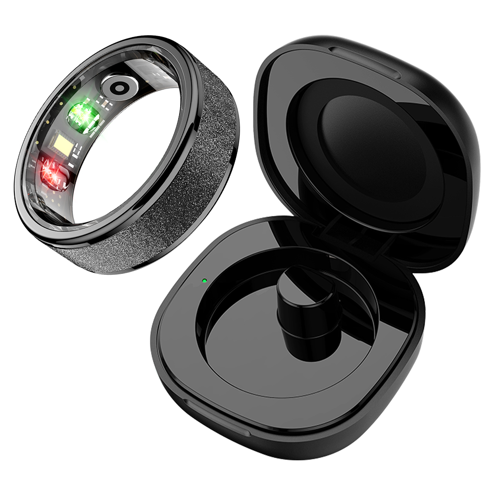 Smart Ring Step Calorie Fitness Monitor - Inteligentny pierścień R10 z etui ładującym,