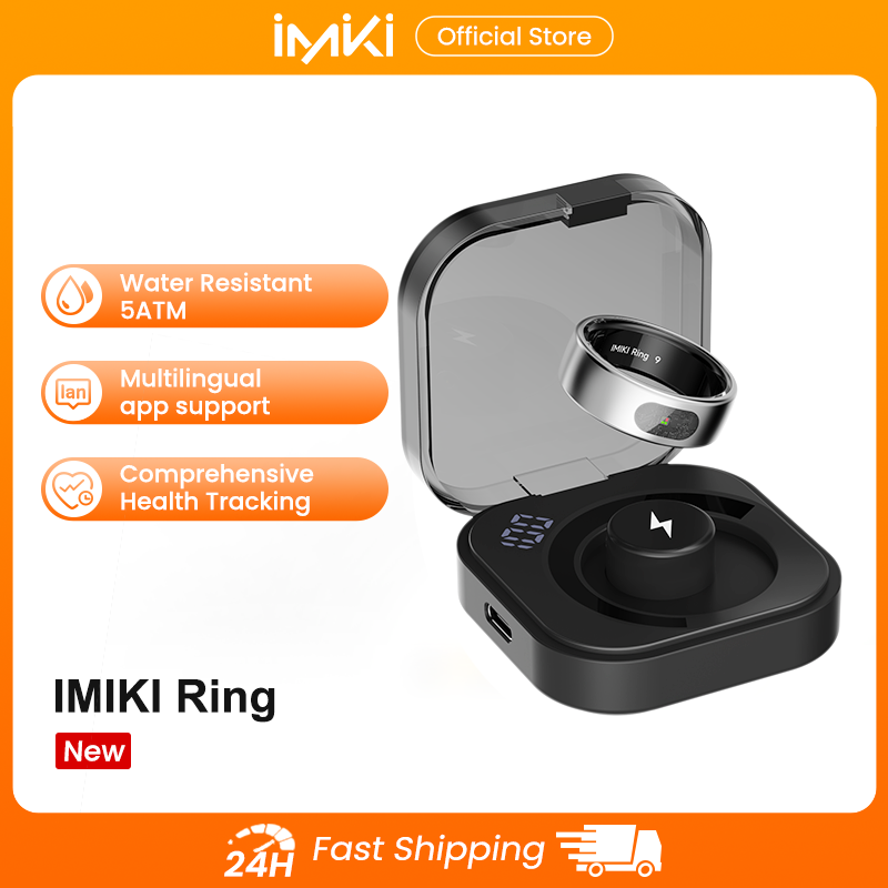 Smart Ring Health Tracker Heart Rate Sleep - Inteligentny pierścień IMIKI z wyświetlaczem, bezprzewodowym