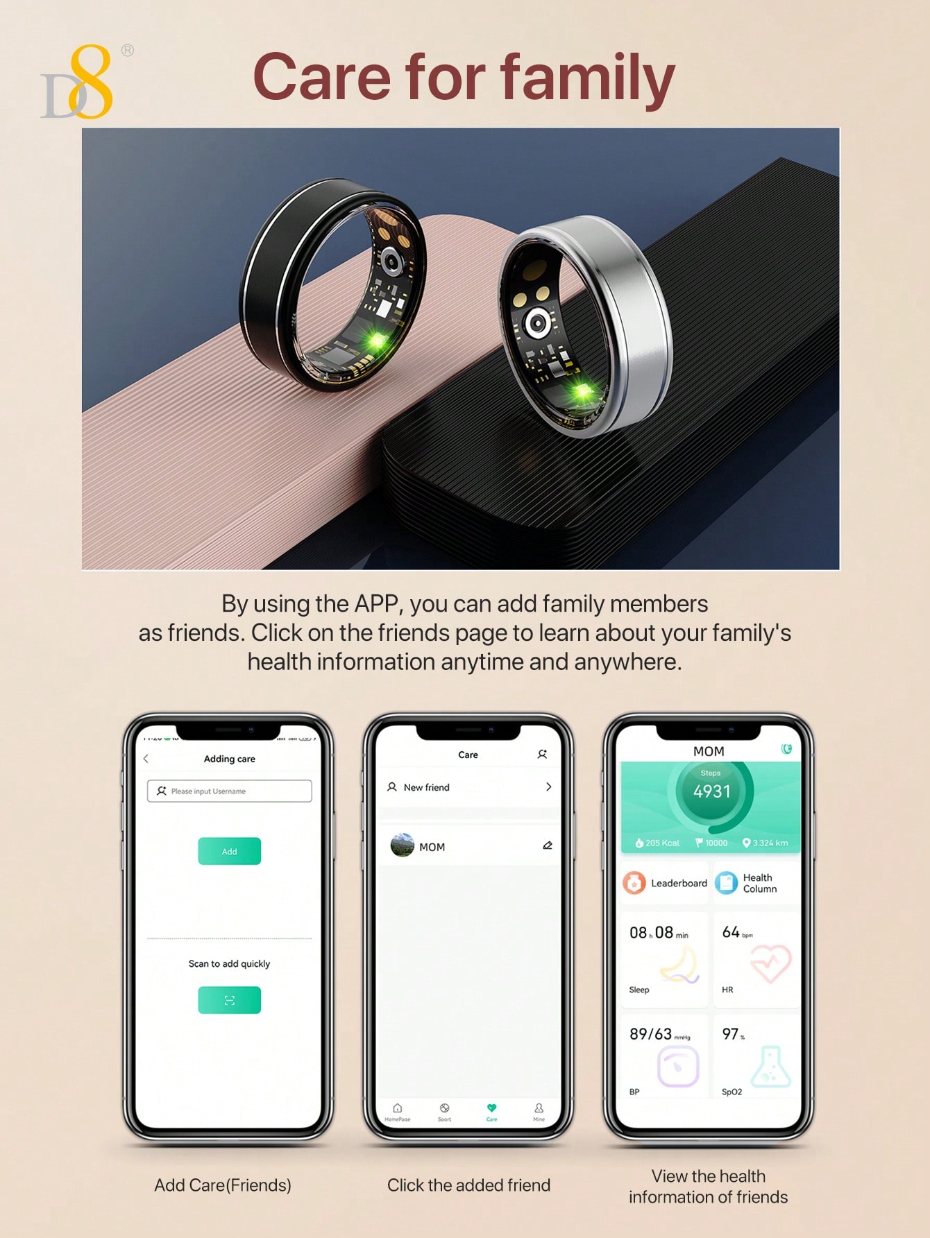 Inteligentny pierścień D8 do m – Smart Ring Step Calorie Fitness Monitor recenzja i cena